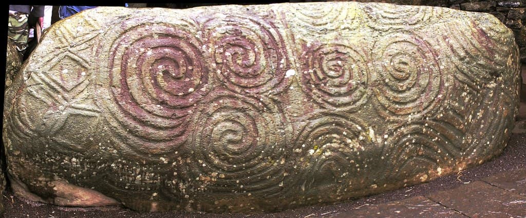 The carved spirals of the entrance stone at Newgrange